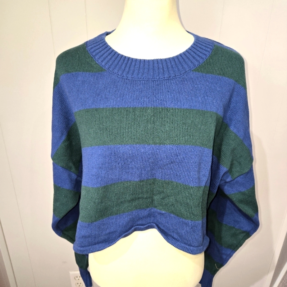 Lane 201 from VICI cropped green and blue striped sweater
